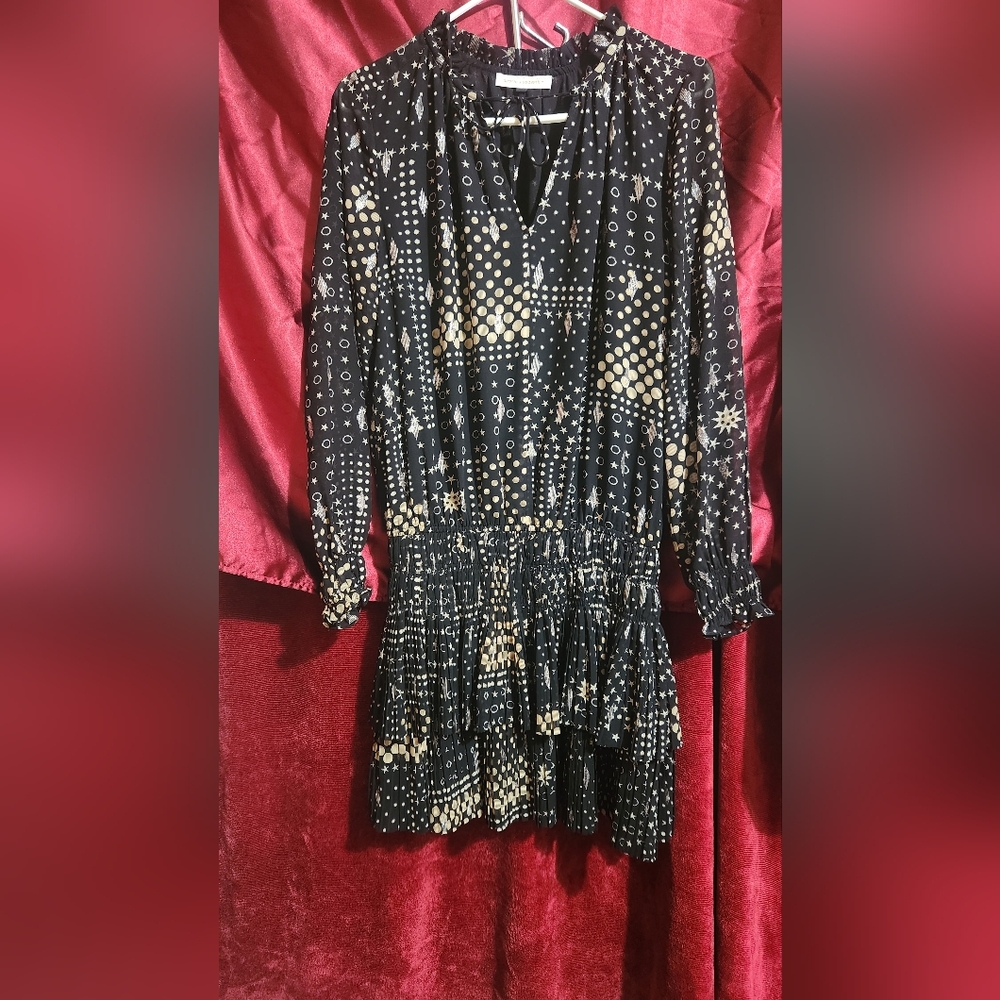 Black and Gold Patterned Dress Size M